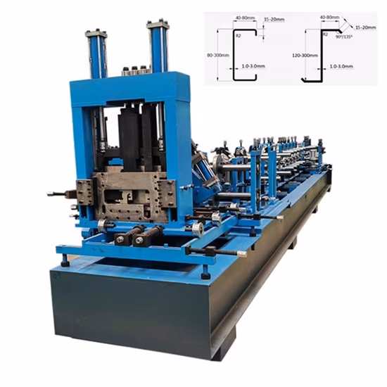 Fully Automatic C Purlin Z Purlin CZ Purline Rolling Forming Machine Light Gauge Steel T Bar Profile Automatic Size Adjusting C Z Purlin Forming Machine